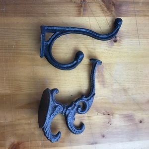 Victorian Rustic Wrought Iron Coat Hangers (2)